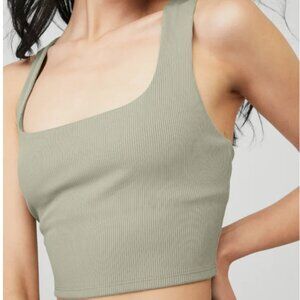 Alo Ribbed Chic Bra Tank in Alosoft fabric, Limestone color - NWT - Size M